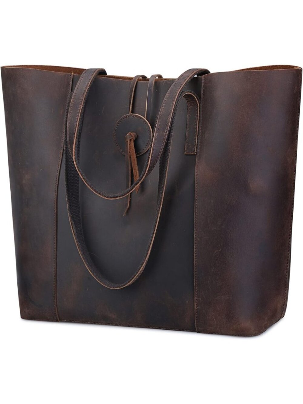 Vintage Genuine Leather Tote Bag for Women | Large Stylish Shoulder Purse